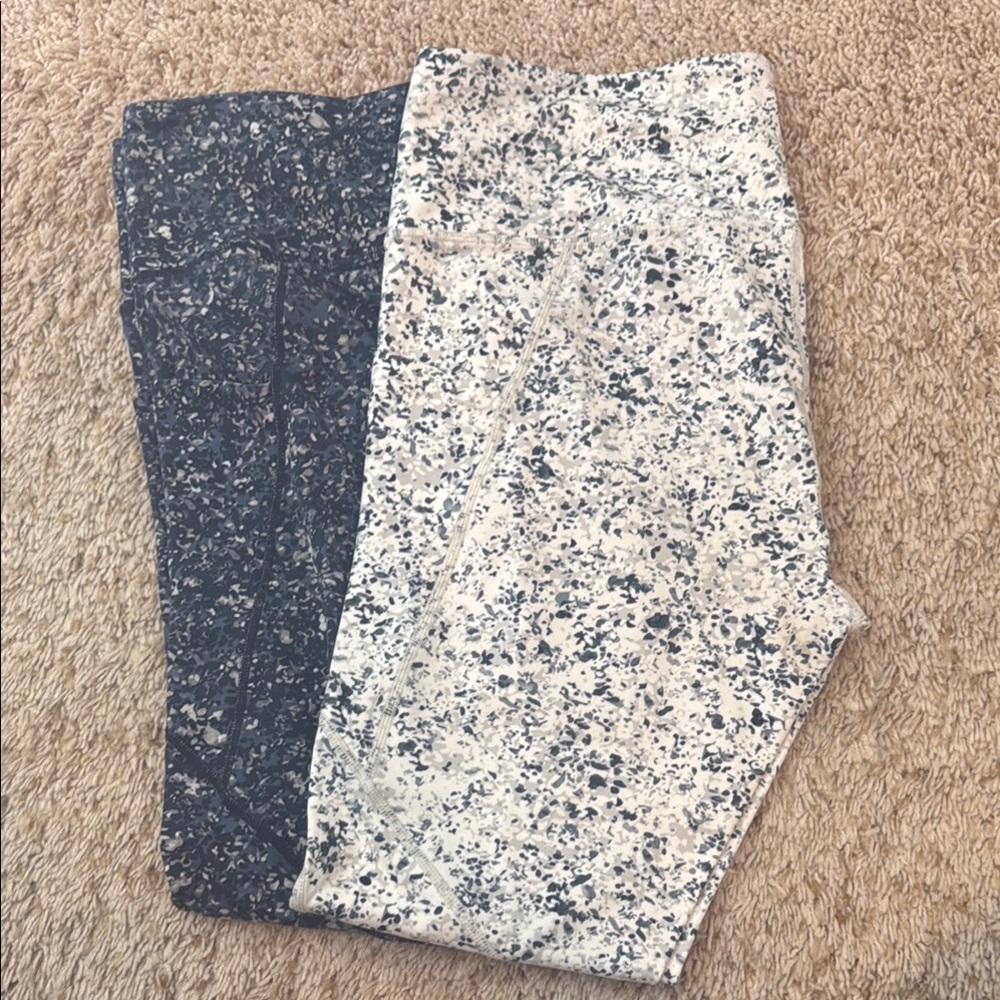 Athleta Black and White Speckled Leggings